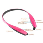 Bluetooth Headset Neckband Headphone with Retractable Earbud for iPhone Android 4