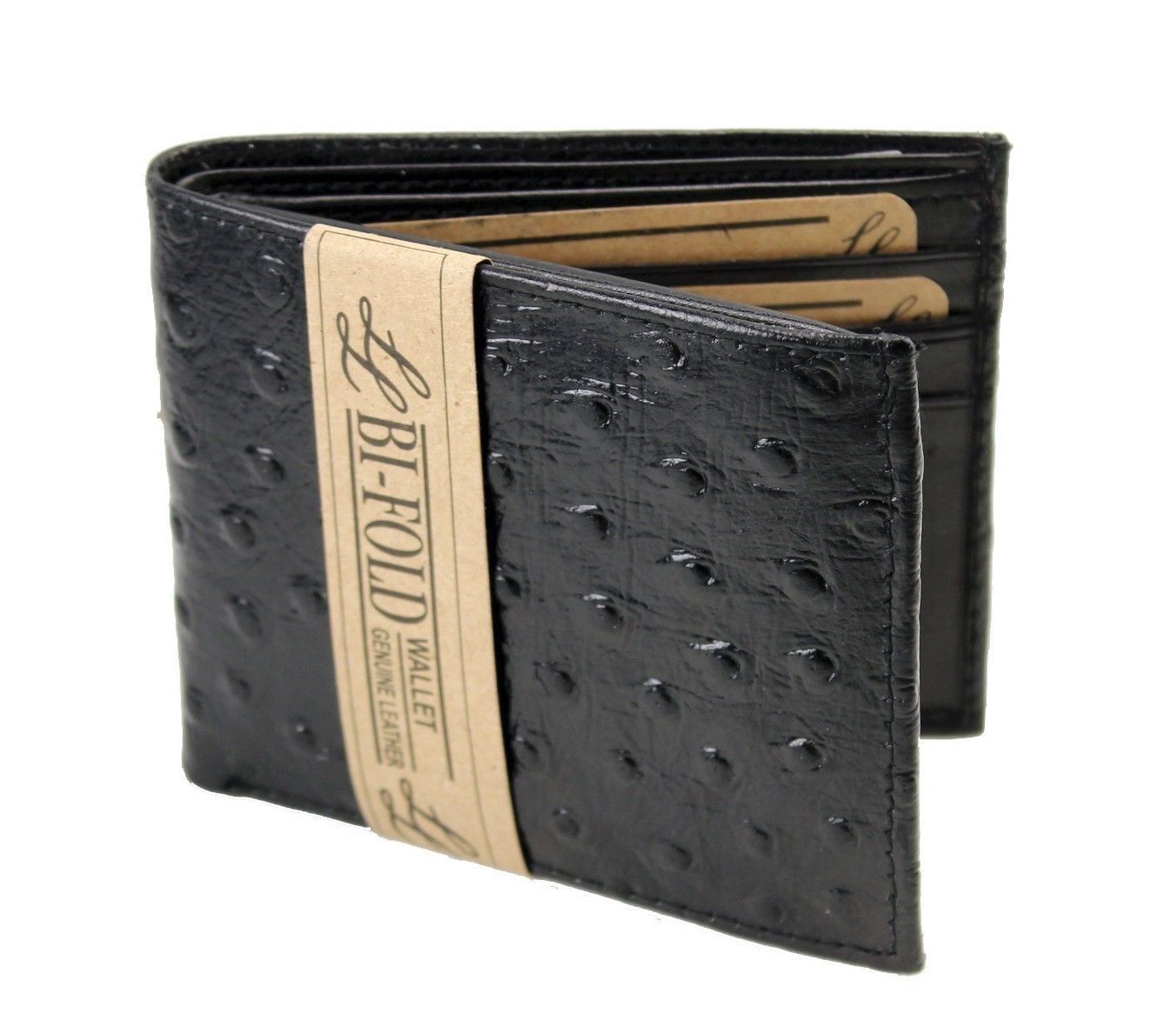 Mens Western Genuine Leather Wallet Bifold Ostrich Print Card Slots Black – Digital Review