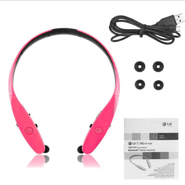 Bluetooth Headset Neckband Headphone with Retractable Earbud for iPhone Android 5