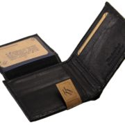 Mens Western Genuine Leather Wallet Bifold Ostrich Print Card Slots Black 4