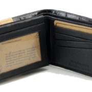 Mens Western Genuine Leather Wallet Bifold Ostrich Print Card Slots Black 5
